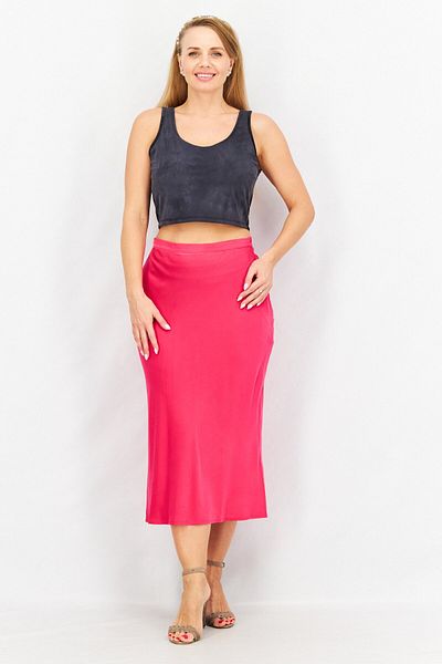 French Connection Women Silky Casual Midi Skirt, Pink