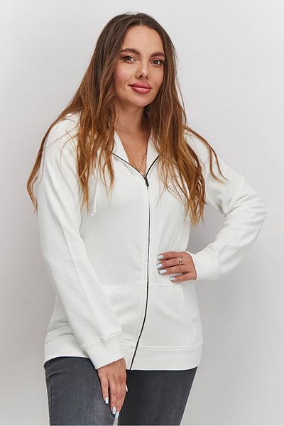 Love Moschino Women Hooded Neck Rhinestone Full Zip Sweatshirt, White