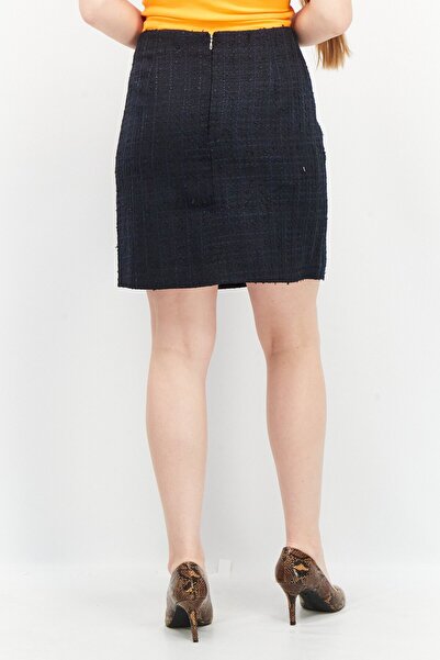 Esprit Women Regular Fit Textured Mini Skirt, Navy