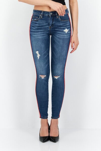 Blank NYC Women Skinny Fit Washed Rip Stretchable Denim Jeans, Washed Blue