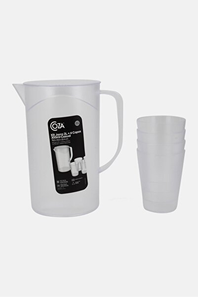 Coza Plastic Pitcher with Plastic Glass, Transparent