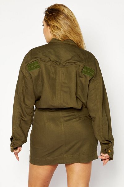 Diesel Women Solid Shirt Dress, Olive