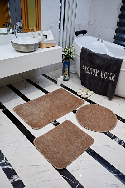 Regnum Halı Banyo Paspası Üçlü Takım 5 Renk Peluş Kaymaz Taban Yıkanabilir 60x100 - 60x40 - 60x60