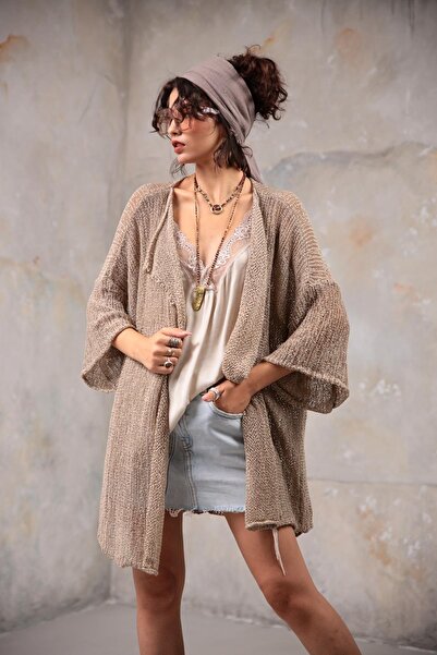 Şaman Butik Vizon Rengi Kısa Merserize Hırka