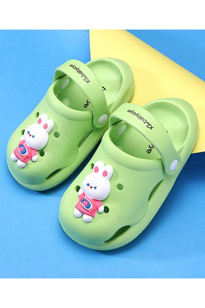 Babyoye Rabbit Detailed Back Strap Spigot Shoes - Green