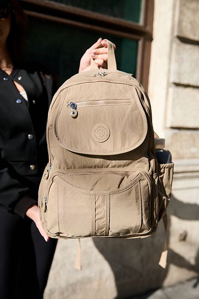 Çanta Trend Sanmorris Unisex Αδιάβροχο τσαλακωμένο ύφασμα πολλαπλών τμημάτων Dark Mega Size Laptop School και σακίδιο πλάτης