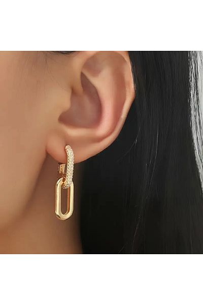 Eva Flore Gold Chain Look Elegant Style Earrings