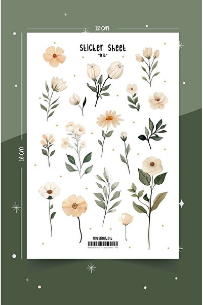 MuslimWalk İris – Beyaz Çiçekler Sticker Seti #146
