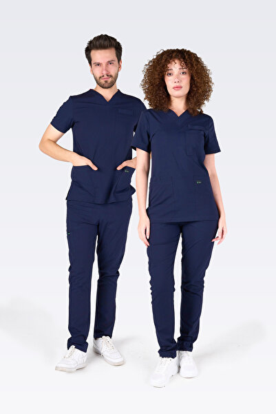 cabrio زي ممرضة طبي كلاسيكي حديث من Terikoton باللون الأزرق الداكن وبدلة زي ط...