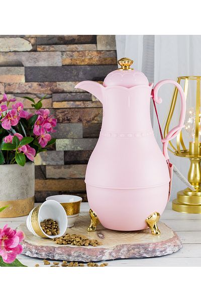 HIC Plastic coffee / tea flask 1 Lt with glass inside