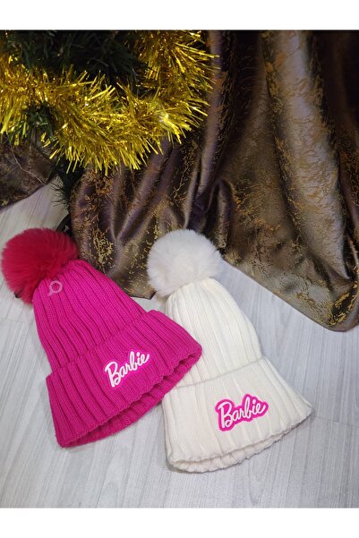 Barbie Kız Çocuk Yazılı Pembe Bere