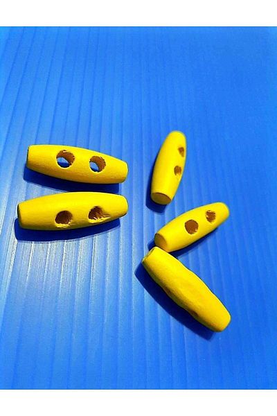 İMREN AKSESUAR Wood, Wooden Yellow Button 3 Cm 1 Pack 10 Pieces