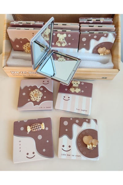 senacacollection Kare Figür Çanta Aynası Makyaj Aynası Cep Ayna Katlanır Ayna...