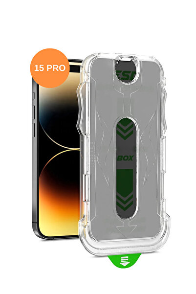 OSG واقي شاشة لهاتف iPhone 15 Pro مزود بمرفق تثبيت مضاد للكهرباء الساكنة، واق...