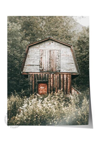 Postifull Poster rustic fără rame, pictură nordică maro, NR:183 Fotografie pentru cabină mică, verticală