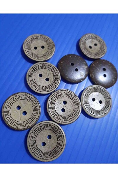 İMREN AKSESUAR كوكانات زر خشبي 18 ملم رسم ليزر 1 عبوة 15 قطعة