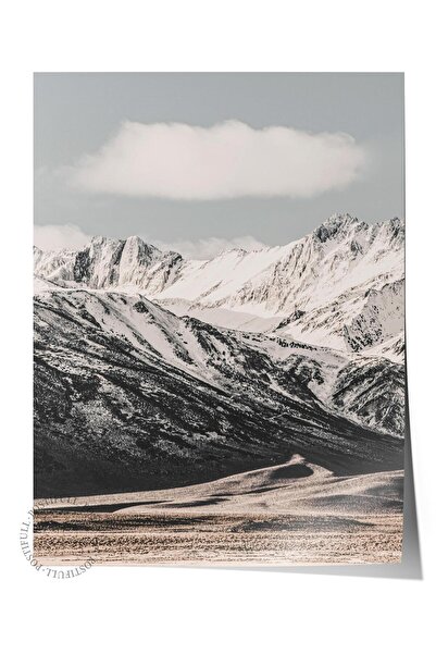 Postifull Rustic Çerçevesiz Poster, İskandinav Beyaz Tablo, NO:332 Dağlar Fot...