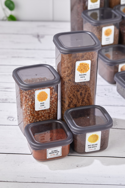 Home Rustic 12-Piece 24-Piece Square Food and Pulses Set with 3X Labels