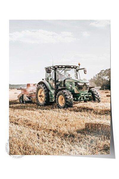 Postifull Rustic Çerçevesiz Poster, İskandinav Kahverengi Tablo, NO:208 Tarla...