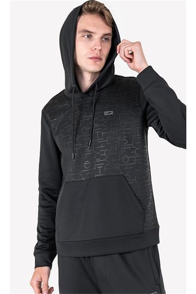 Lescon Men's Hooded Sweatshirt 23Ntes001137-633 Black Men's Hooded Sweatshirt 23Ntes00113