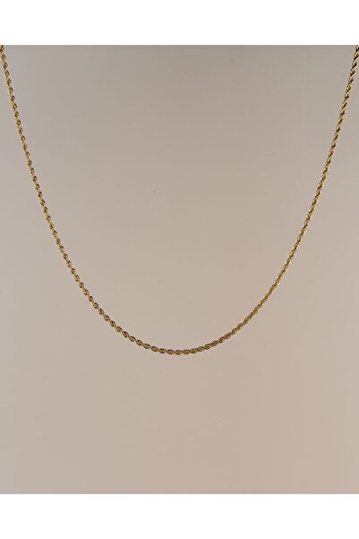 Portakal Esintisi قلادة من الفولاذ بسلسلة ملتوية رفيعة من الذهب (3 مم)