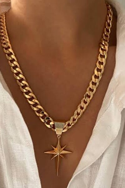 ESUSO Kuzey Yıldızı Kalın Zincir Kadın Kolye , Kolye , Kalın Kolye , Zincir Kolye
