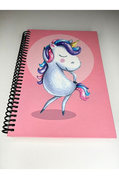 Mia Pera Notebook Unlined Thick Cover Spiral Ring Unicorn Printed Notebook 14X21 cm