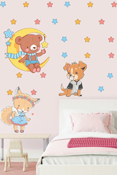Echo Home Sevimli Minik Hayvanlar Ve Yıldızlar Duvar Sticker Seti  STCK104