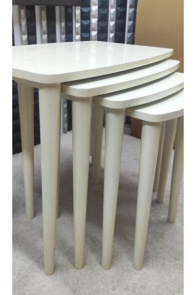 sandıkçı HACI HAFIZ Anka krem MDF 4 lü ahşap zigon sehpa takımı ,salon sehpası ,lüx kaliteli sehpa takımı