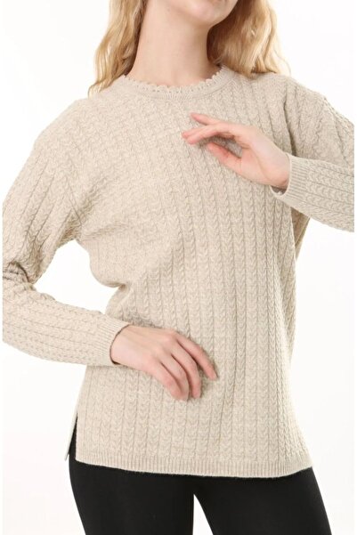 Fresh&Moda Women's Hair Knitted Mother Knitwear Winter Wool Sweater
