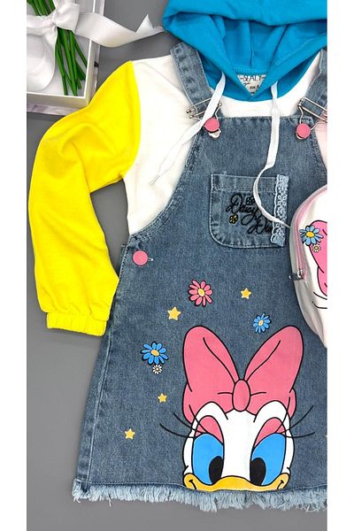 MİSLİNE MİSLİNA Rochie din denim cu model Daisy Duck și combinație de hanorac colorat