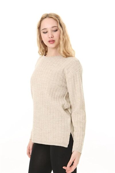Fresh&Moda Women's Hair Knitted Mother Knitwear Winter Wool Sweater