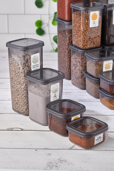 Home Sina 44-Piece 88-Piece Square Lid Storage Container for Groceries and Pulses 8X(1,10-1,70Lt)12X(0,50)16X(0,30)Lt