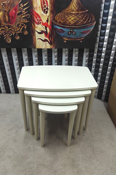 sandıkçı HACI HAFIZ Anka krem MDF 4 lü ahşap zigon sehpa takımı ,salon sehpası ,lüx kaliteli sehpa takımı