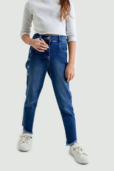 GİYİCEM Kız Çocuk Kuş Gözlü Kot Pantolon 2145