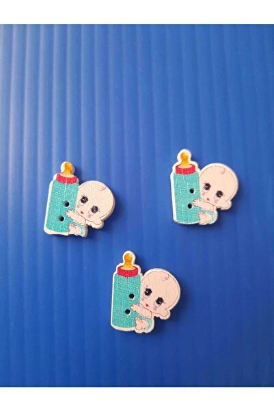 İMREN AKSESUAR Button Colored Blue Baby Feeding Bottle Figured 1 Pack of 10 P...