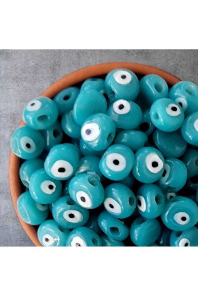 ella'nın çarşısı 1.5 سم زجاج أخضر اللون خرز عين الشر - 10 قطع