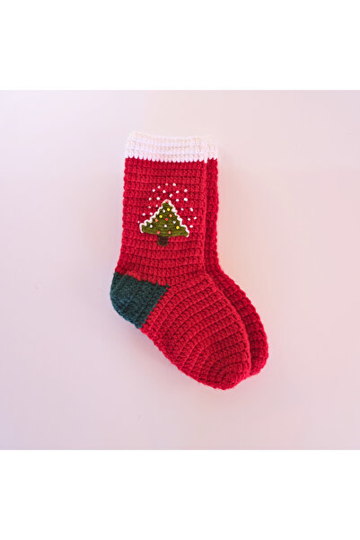 Atelier Nui New Year's Theme Hand-Knitted Pine Wood Print Wool Christmas Socks