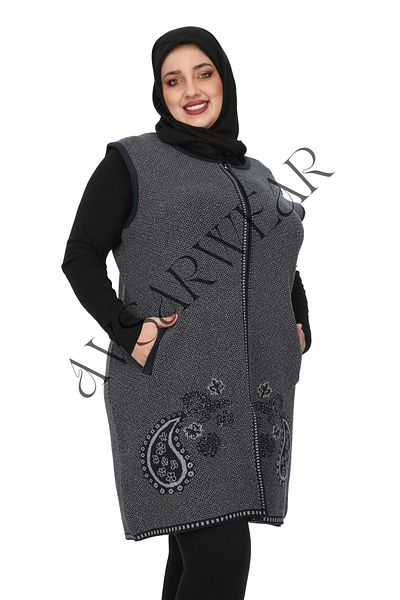 AVSARWEAR Ethnic Patterned Plus Size Mother Vest with Pockets Avsarwear