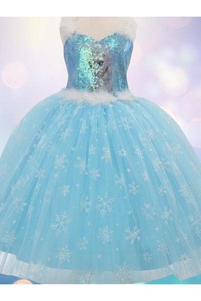 Okay Girl's Glittery Frozen Evening Dress with Tarlan
