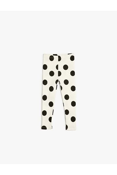 Koton Baby Girl Polka Dot Leggings Elastic Waist Camisole Cotton 5Wmg40047Ak Ecru Patterned