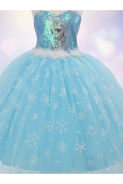 Okay Girl's Glittery Frozen Evening Dress with Tarlan
