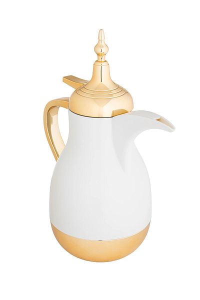 Almarhomy Nora Single Thermos Dallah 0.7 Liter Pearl white with Gold
