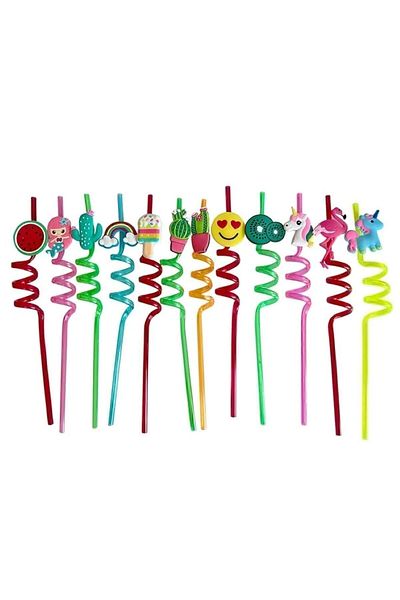 TARIK HOME 4-Piece Emoji Straw, Colorful Straw