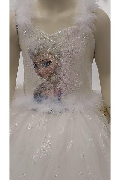 Okay Girl's Glittery Frozen Evening Dress with Tarlan