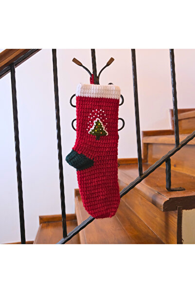 Atelier Nui Hand Knitted New Year Themed Pine Tree Patterned Wool Christmas G...