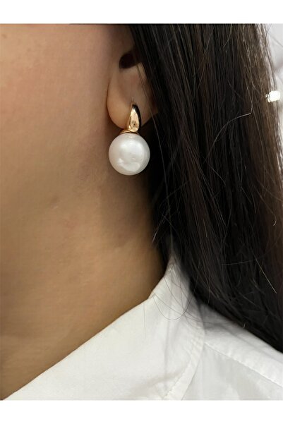 Jewelyf Kadın İnci Gold Çelik Vintage  Küpe