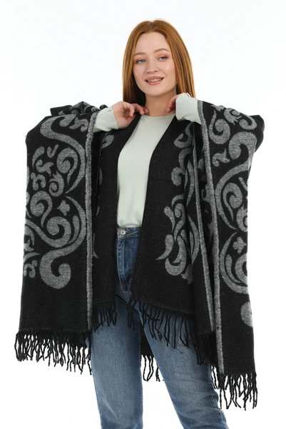 ALLURİNG THE BETTER ONE Winter Women's Poncho with Tassels