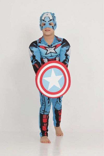Liyavera Costum pentru copii cu scut muscular Captain America Tinuta pentru copii muscular Captain America