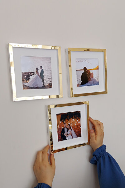 hobicehayaller PVC Camlı 20x20 CM Sök-tak Anı Çerçevesi! Yapışkanlı Kare Pasportulu 3 Lü Çerçeveler